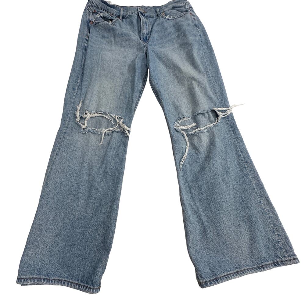 American Eagle women's jeans size 14s SHORT 90's bootcut distressed wash
